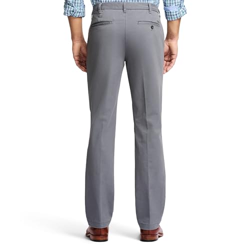 IZOD Men's Performance Stretch Straight Fit Flat Front Chino Pant, Smoked Pearl, 32W x 34L4