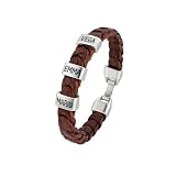 Pulsera con Nombres Personalizada. Piezas Baño Plata y Cuero Auténtico Español. Tallas a Personalizar. Colores. Pulsera con Nombres. Estuche Terciopelo Incluido. Modelo (Trenzado Plano Camel)
