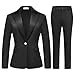 Lamgool Women's Suit 2 Pieces Satin Pantsuits One Button Tuxedo for Dinner, Event and Work (Black, Medium)