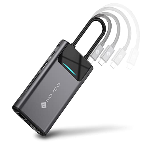 Estación de acoplamiento 9 en 1 NOVOO multipuerto USB C PD 100W dual HDMI para portátil Microsoft