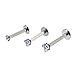 16g 2/3/4mm Cubic Zirconia Stone Triple Forward Helix Ear Cartilage Tragus Studs Lip Piercing Earrings 16 gauge (8mm Length Triple Stone Size Pack, Set Of 3)