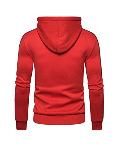 Kinkia Men's Zipper Hooded Sweatshirt Solid Slim Long Sleeve Drawstring Hoodies Jacket2