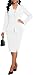White 2 Piece Outfits for Women Elegant Blazer Jacket Skirts Sets Two Piece Business Formal Office Suit Sets with Pockets(Medium)