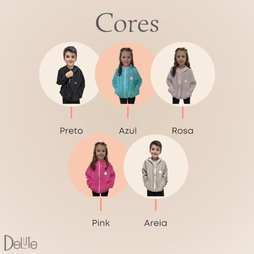 Jaqueta Corta Vento Masculino e Femenino Infantil Resistente á Água Ultra Leve sem Forro com Capuz e