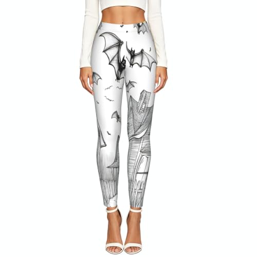 Leggings de Halloween con estampado de murciélagos en tejido elástico no moldeable 2