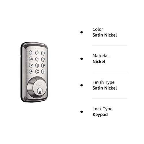 Keyless Entry Door Lock, Zomoss Electronic Keypad Deadbolt Lock, Auto Lock, 20 User Codes, Digital Deadbolt For Front Door, Easy To Install, 1 Press Locking, Satin Nickel #TOP6
