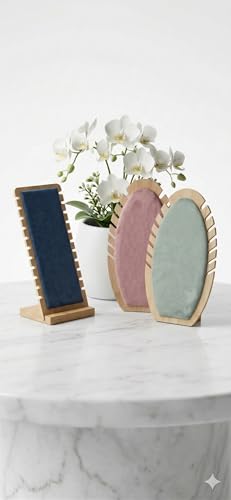 Image of Pink Wooden Necklace Long Chain Bracelet Pendant Hanging Board Jewelry Storage Display Stand