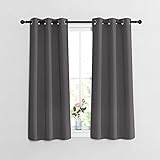 NICETOWN Blackout Kitchen Curtains 48 inch Length 2 Panels - Grommet Top Thermal Insulated Window Treatment Light Blocking Drapes for Bedroom/Kids Room (Grey, W37 x L48)