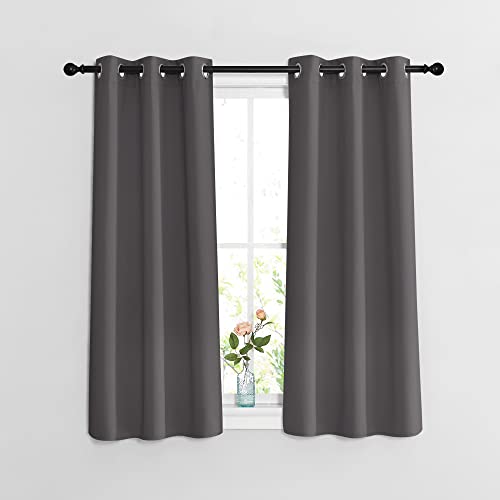 NICETOWN Bedroom Blackout Curtains 54 inch Long - Window Treatment Thermal Insulated Solid Grommet Room Darkening Drapes for Flat/Apartment (Set of 2,