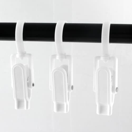 Harskiyer 12 Pcs White Laundry Hooks Clip, 4.3’’ Super Strong Plastic Swivel Hanging Hooks Hat Clip Curtain Clips Clothes Pins Beach Towel Clips #TOP1