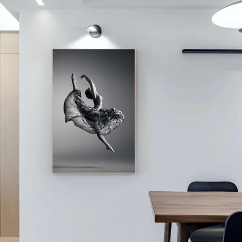 Art toile peinture ballet danse fille en noir et blanc affiches pour décoration salon 60x80cm
