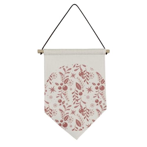 Drapeau de Noël en toile suspension murale rouge et blanche ornement intérieur