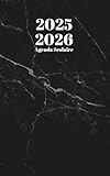 Agenda Scolaire Noir 2025 2026: A5 Planificateur Organisateur 2 jours par page , Septembre à Juillet , Joli , Simple (French Edition)