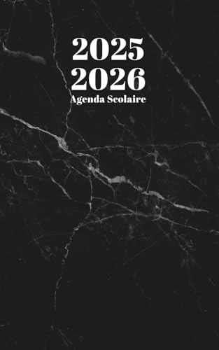 Agenda Scolaire Noir 2025 2026: A5 Planificateur Organisateur 2 jours par page , Septembre à Juillet , Joli , Simple (French Edition)