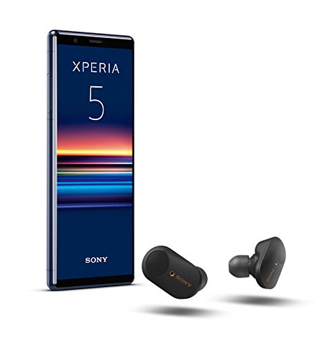 Xperia 5 Bundle, 6.1” FHD+ HDR OLED 21:9 Display, 6GB RAM, 128GB Speicher, Blau + WF-1000XM3 True Wireless Noise Cancelling Kopfhörer, Schwarz