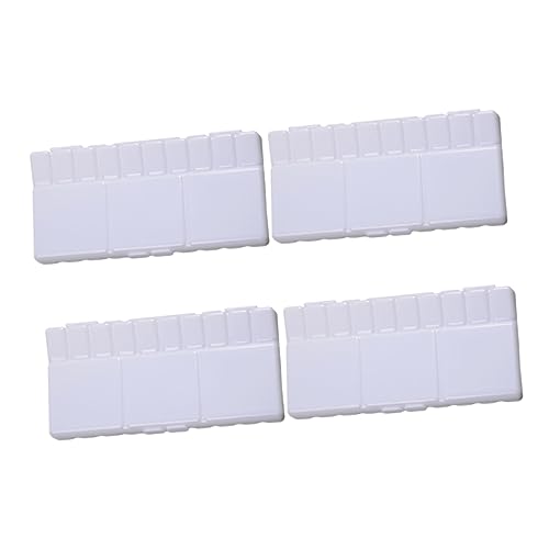 HOMSFOU 4 Pack Round Plastic Painting Palette Folding Lid Watercolor Art Paint Tray Set for Artists Students Boys and Girls