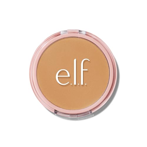 Image of e.l.f. Halo Glow Powder Filter, Pressed Finishing Powder, Buildable Coverage, Crease-Resistant, Blurs the Appearance of Pores, With Velour Puff and Mirror, Vegan & Cruelty-Free, Tan Warm