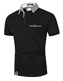 Polo hombre manga corta: cuello a cuadros clásico y elegante, dobladillo dividido, material de algodón de alta calidad, bolsillo real