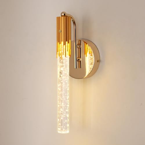 Comely Lampada da Parete LED, Oro Eleganza Applique da Parete LED Interno in Acrilico, Creativa Lampada a Muro Per Camera da Letto, Comodino, Soggiorno, Corridoio, Sala da Pranzo, Bianco Caldo 3000K