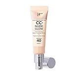 IT Cosmetics, CC+ Cream Nude Glow Foudation, Medium Coverage, Instantly Brighter & Hyrdrated Skin, Made with 2% Niacinamide & Hyaluronic Acid, Your Skin But Better, Shade: Light, 32ml
