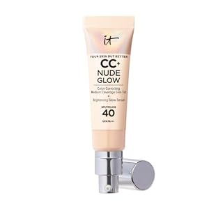 IT Cosmetics Your Skin But Better CC+ Cream Nude Glow, SPF 40, Lightweight Medium Coverage Foundation with 90% Skincare Base & 2% Niacinamide, for Brighter, Hydrated Skin, 32Ml