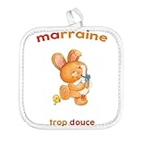 Manique de Cuisine   Marraine Trop Douce Nounours Mignon Tendresse   (17 x 17 cm)