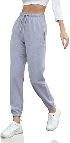 Womens Cinch Bottom Sweatpants High Waisted Drawstring Jogger Sweat Pants Lounge Pants with Hidden Pocket Grey