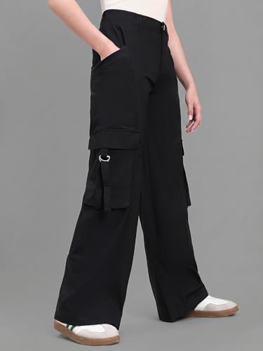 Image of GO COLORS Mostlysane Collection Polyester Cargo Pant for Women | Lightweight, Mid Rise, 4 Pockets