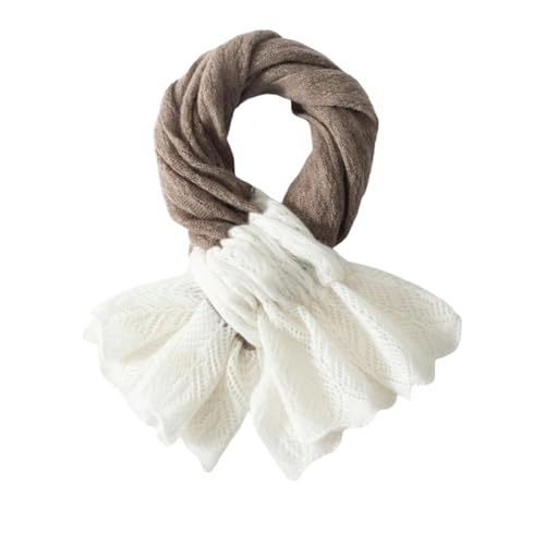 Women's Winter 100% Cashmere Knit Scarf Patchwork Color Warm Cozy
