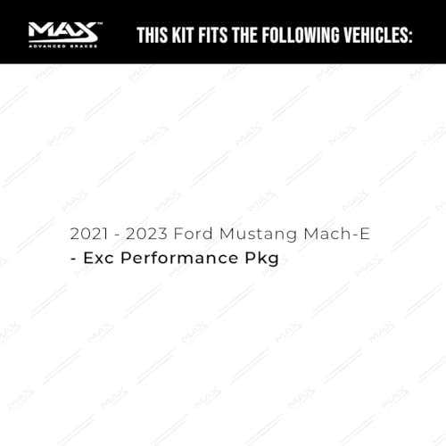 Image of Max Advanced Brakes Front & Rear Brake Kit Compatible With 2021 2022 2023 Ford Mustang Mach-E Excl. Performance Pkg Replacement Premium OE Disc Brake Rotors and Ceramic Brake Pads