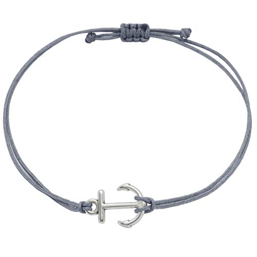 Selfmade Jewelry Bracelet ancre en argent pour femme Bracelet en macramé fait à la main avec boîte-cadeau (argent - gris) (taille ajustable)