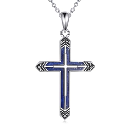 Collier croix gravure Faith Hope Love en argent sterling protecteur