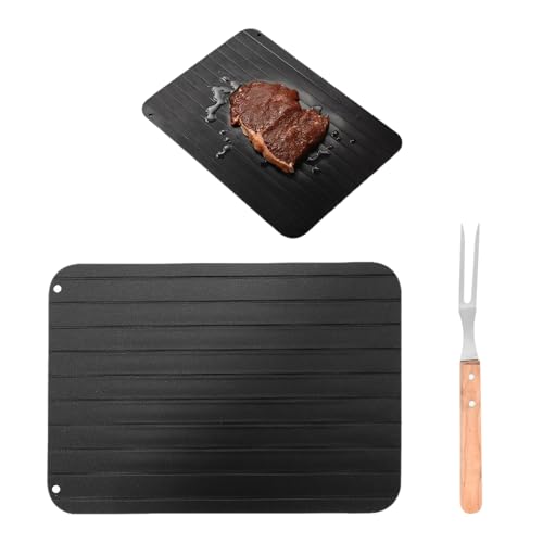 Vassoio Scongelatore Rapido Con Forchetta per Carne - Piastra per Scongelare Alimenti Surgelati, Pesce e Carne