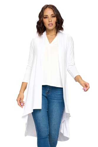 Image of Women's 3 /4 Sleeve Soft Open Front Casual Flowy Long Viscose Made from Bamboo Cardigan