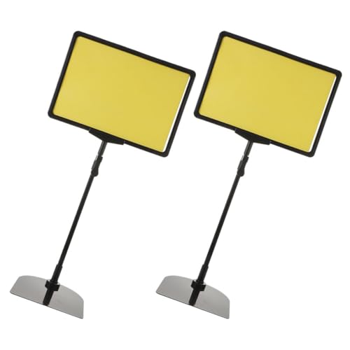 Amosfun Soportes para Letreros Promocionales A4 de Metal y Plástico, 2 Piezas, Soporte para Etiquetas de Precios Verticales, Estante Resistente para Supermercados y Tiendas