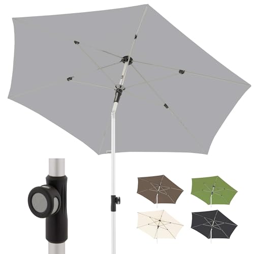 Doppler Sonnenschirm für den Garten SL-AZ Push Up 220 cm Hellgrau I knickbarer Gartenschirm mit UV-Schutz 80+ aus Aluminium I regenabweisendes Polyester-Schirmdach
