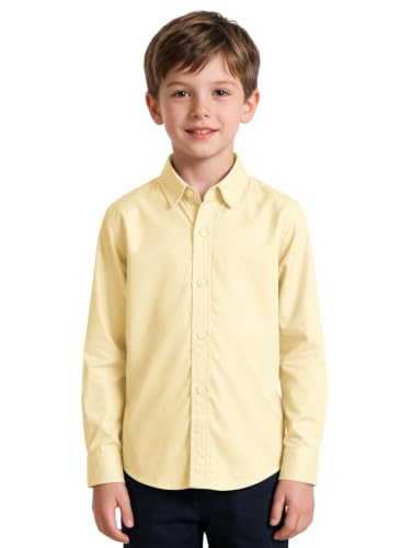 Image of DHTS Boys' Dress Shirts Toddle Boy Long Sleeve Uniform Shirt for Kids