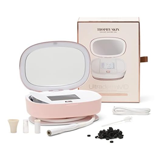 Trophy Skin UltradermMD - 3 in 1 Home Spa Microdermabrasion - Deep Skin Exfoliator Machine with Real Diamond and Pore Extractor Tips - Rejuvenate Face Skin and Even Out Skin Tone - Blush