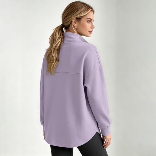 Quarter Zip Sweatshirt Women Casual Fleece Lined Sweatshirt Sweat Shirts - image 5