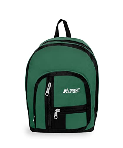 Everest Double Main Compartment Backpack, Dark Green, One Size #TOP1
