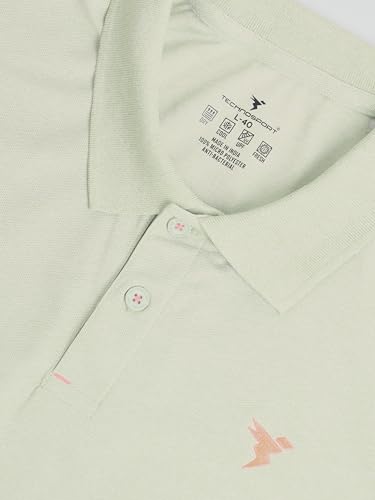 Image of TECHNOSPORT Mens Slim Fit Self-Design Half Sleeve Polo T-Shirt for with Matpiq for Sports and Regular Uses