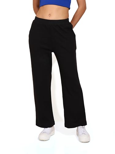Image of Alan Jones Clothing Women's Straight Fit Mid Rise Solid Stretch Waffle Straight Pants