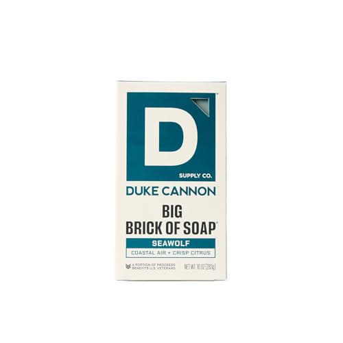 Image of Duke Cannon Seawolf Big Brick of Soap for Men - 10 oz | Coastal Air + Citrus Scent - Triple-Milled Men's Bar Soap - Deep-Cleansing Bath Bar