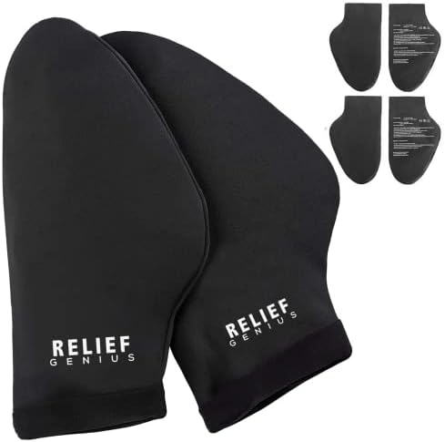 Relief Genius Hand Ice Pack – Cold Therapy for Hands - Ice Gloves for Chemo, Neuropathy, Arthritis, Injuries and Working Hands – Includes 2 Mittens and 4 Reusable and Flexible Gel Ice Packs S/M