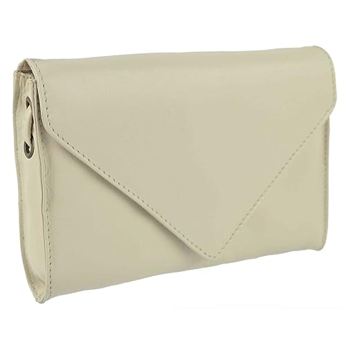 Pochette classique cuir souple femme bandoulière petit sac main ivoire taille unique