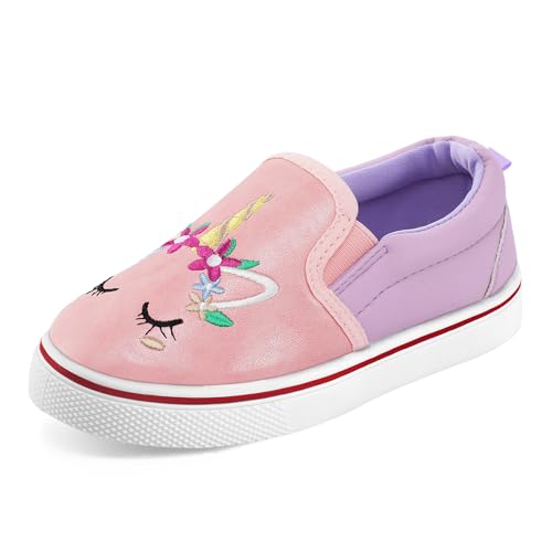 K KomForme Toddler Girls Boys Shoes Little Kids Slip on Canvas Sneakers for Running/Walking