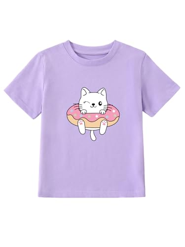 Image of Girl's Cute Cat Graphic T-Shirts Funny Animal Lover Tee