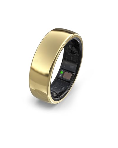 Image of aabo Ring, Health & Fitness Tracker Smart Ring, Advanced Sleep Monitoring, Stress & Activity Tracking, Titanium, IP68 Waterproof (Wireless Charging, Glittering Gold, 6)