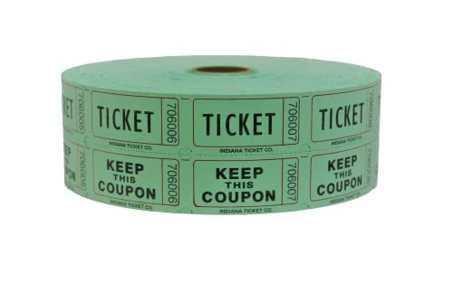 Indiana Ticket Co. 2,000 Green Raffle Tickets Double Roll, 50/50 Raffle Tickets, Tickets For Events, Carnivals, Door Prizes, Drinks And More #TOP2