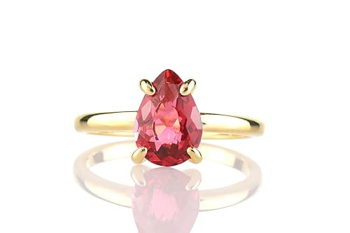Bague Tourmaline Rose Poire Or 18k Solitaire pour Femme